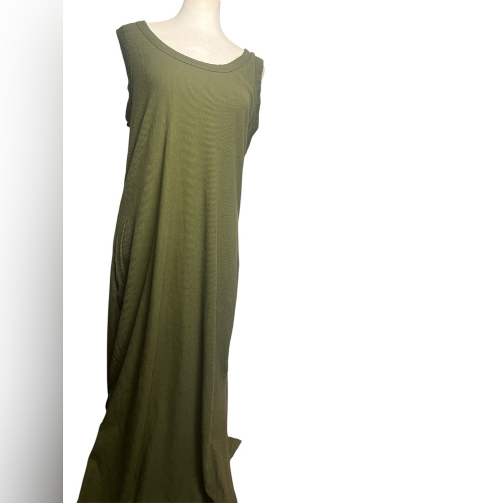Plus Size Olive Green Ribbed Ankle Length Dress Womens Size 1X